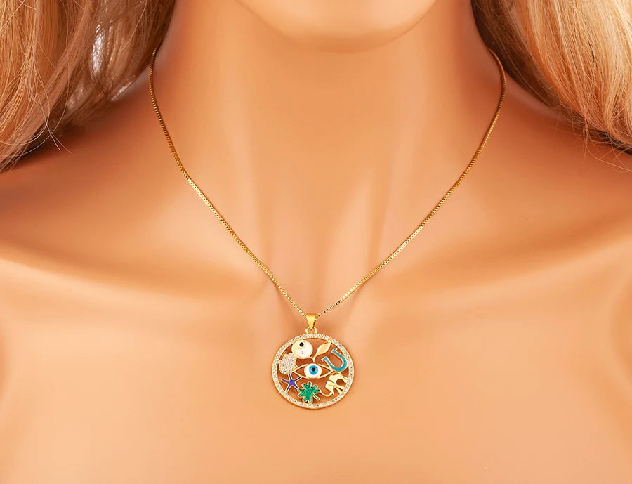 Evil Eye Pendant Necklace For Women Exquisite Round Demon Eyes Choker Wedding Jewelry Gift