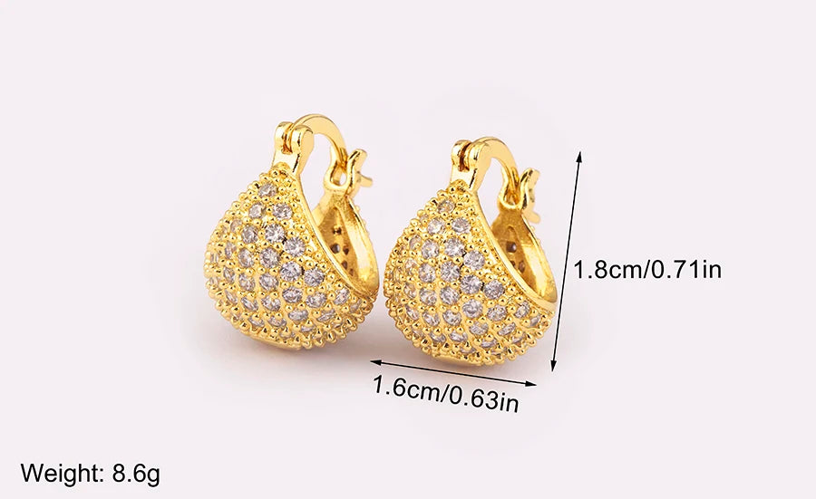 Semi-circular/Square Shape Zircon Irregular Geometric Charm Earrings For Women Luxury Ear Jewelry Accessories