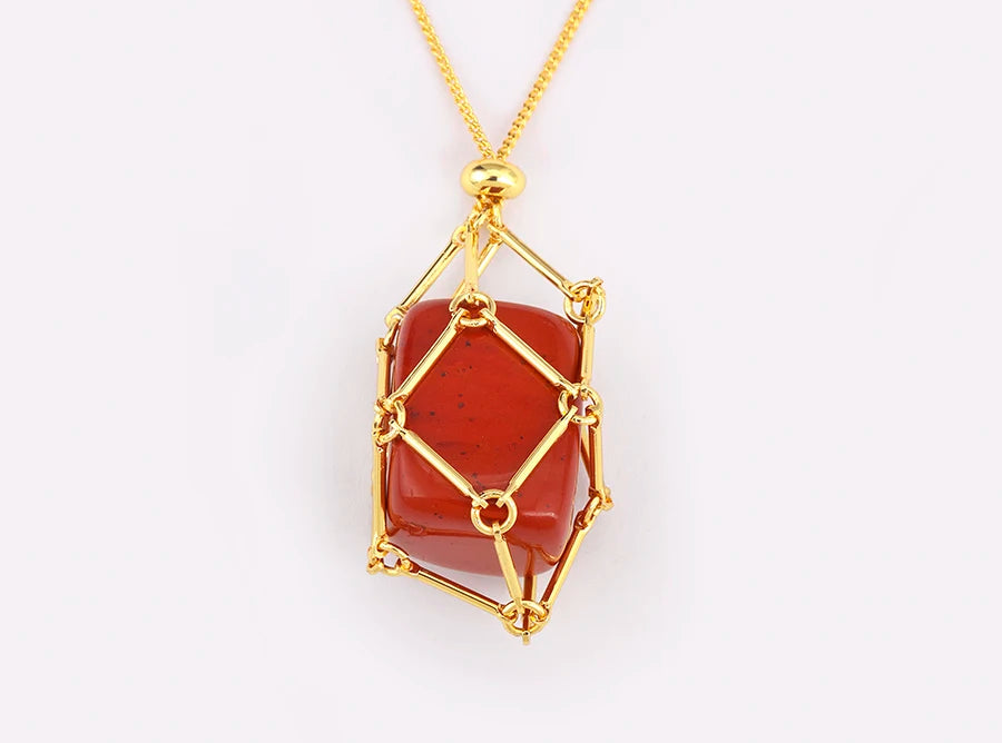 Geometric Natural Stone Charm Pendant Necklace 7 Colors For Women / Girls Jewelry Birthday Gift