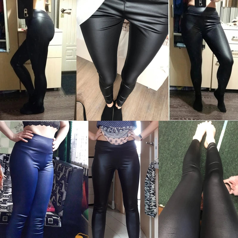 Oversized WOMEN'S Leggings, High Waisted Tight and Sexy PU Leather Pants, Colourful Yoga Pants for Women