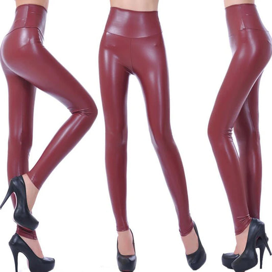 Oversized WOMEN'S Leggings, High Waisted Tight and Sexy PU Leather Pants, Colourful Yoga Pants for Women