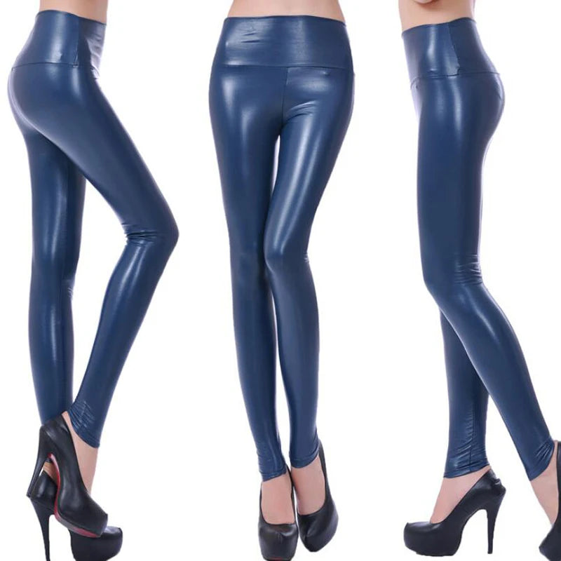 Oversized WOMEN'S Leggings, High Waisted Tight and Sexy PU Leather Pants, Colourful Yoga Pants for Women