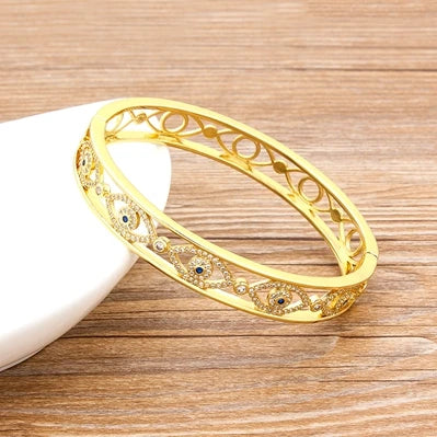 Luxury 14 Styles Famous Brand Jewelry Gold Color Copper Zircon Bangles Female Hollow Crystal Party Gift