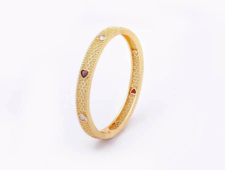 Luxury 14 Styles Famous Brand Jewelry Gold Color Copper Zircon Bangles Female Hollow Crystal Party Gift