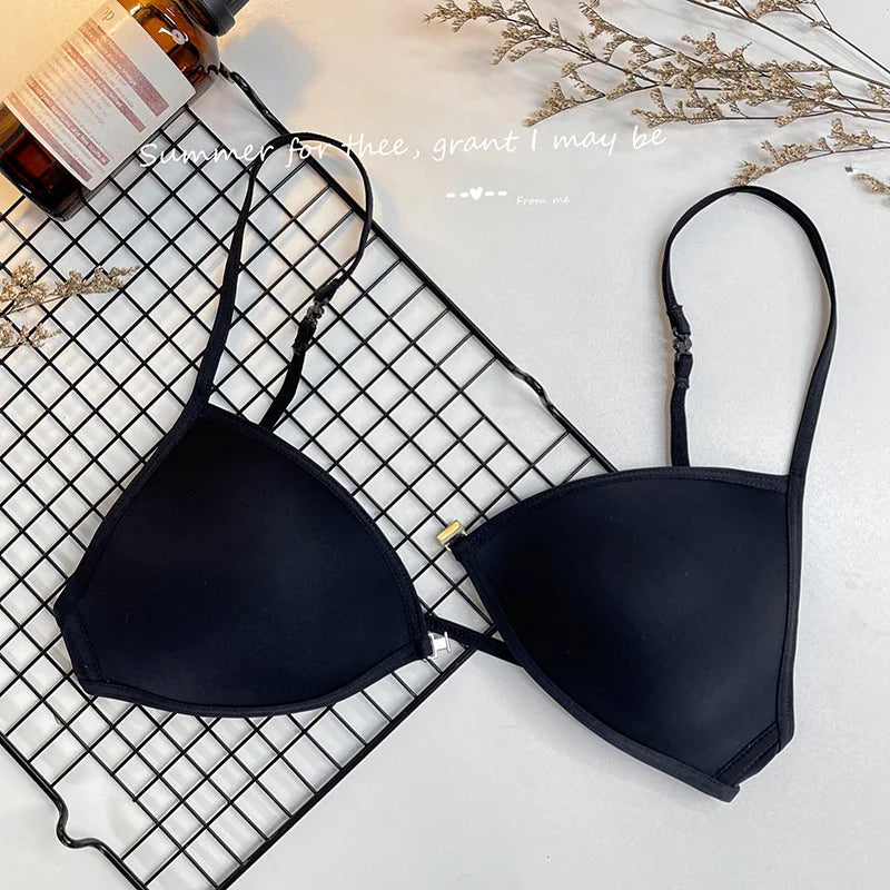 Sexy Thin Seamless Bras Women Triangle Cup Underwear Female Beauty Back Front Buckle Bra Cross Straps Tops Lingerie New