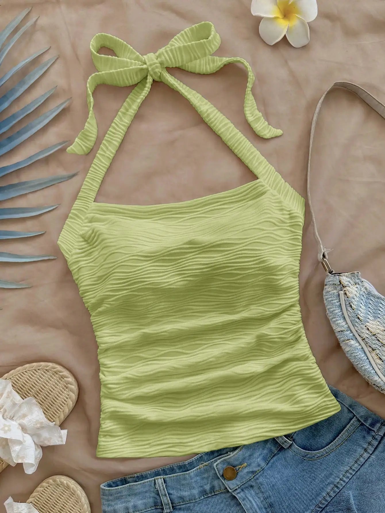 Summer New Women's Fashion Crop Halter Inside The Halter Wearing Sleeveless Short Slimming Vest Top