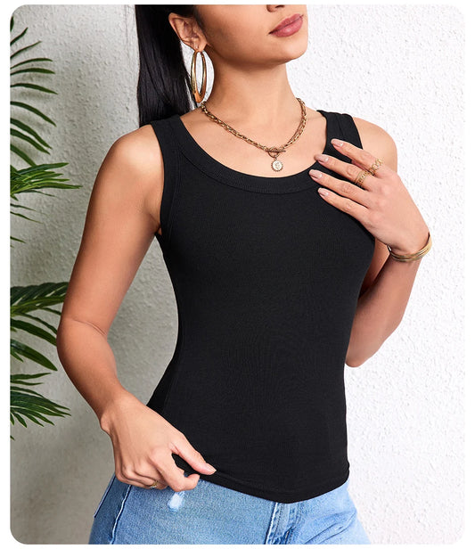 3-piece Ladies Solid Color Vest Young Woman Threaded Camisole