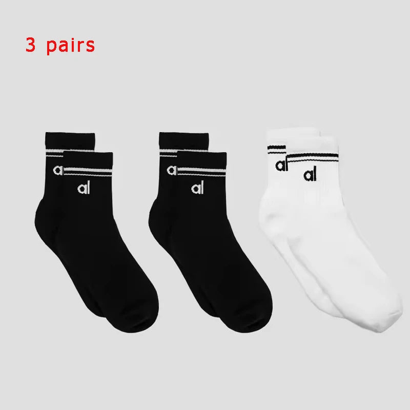 Yoga Women Socks Yoga Sports Casual Socks Cotton Sports Socks Seasonal Unisex Black and White Long Tube Accessories