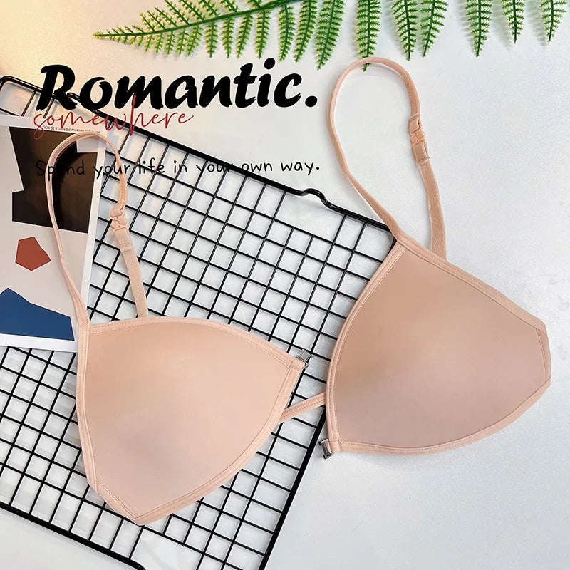 Sexy Thin Seamless Bras Women Triangle Cup Underwear Female Beauty Back Front Buckle Bra Cross Straps Tops Lingerie New