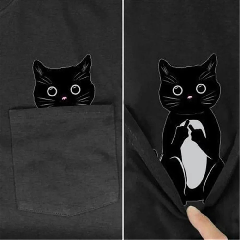 Cotton T-Shirt Summer Animals Cat Dog Printed Tshirt Men for Women Shirt Tops Funny Cotton Black Tees Casual Y2K Clothing