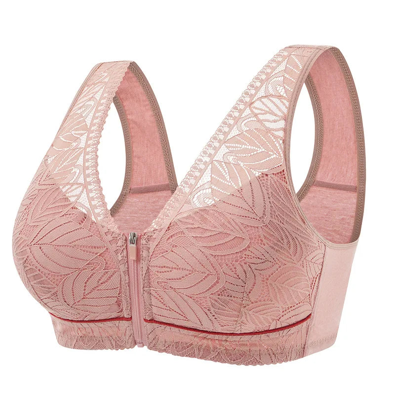 Soft cotton cups before the zipper in the elderly underwear breathable women without steel ring tank top lace large size bra