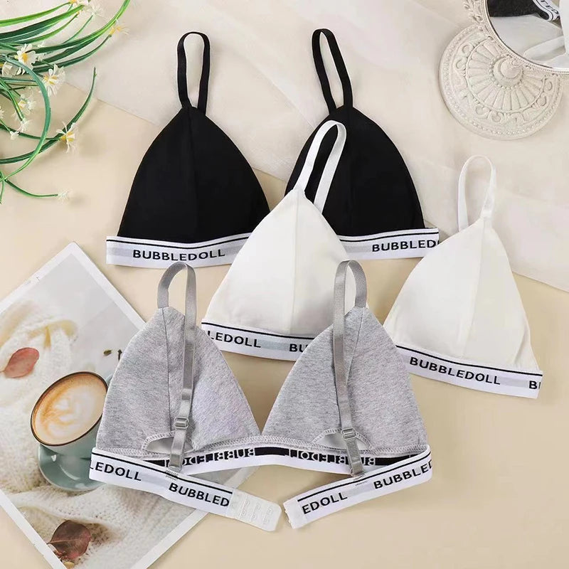 Sexy Women Bra Wire Free Brassiere Push Up Lingerie French Triangle Cup Bra Underwear Thread Top Female Intimates Bralette With