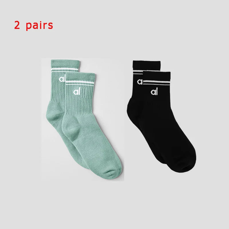 Yoga Women Socks Yoga Sports Casual Socks Cotton Sports Socks Seasonal Unisex Black and White Long Tube Accessories