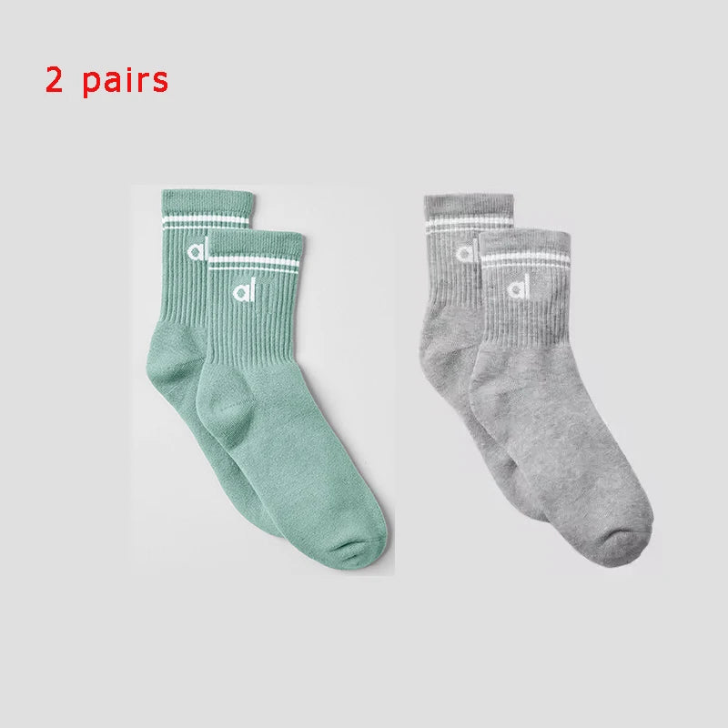 Yoga Women Socks Yoga Sports Casual Socks Cotton Sports Socks Seasonal Unisex Black and White Long Tube Accessories