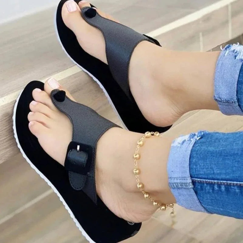 New Women's Slippers Sandals Low Heel Solid Color Indoor Outdoor Bathroom Women's Shoes Flip Flops