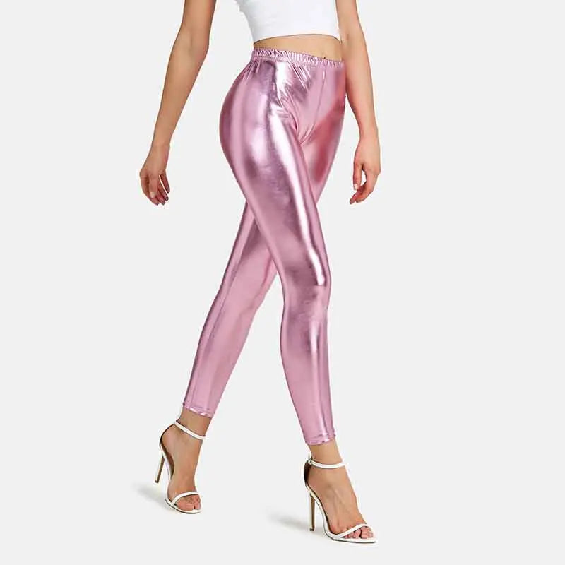 Women Leggings Sexy Tights Pants for Women Metallic Gold Shiny Dance Yoga Leggings Women Trousers Punk Rock Pants Pantalon Femme