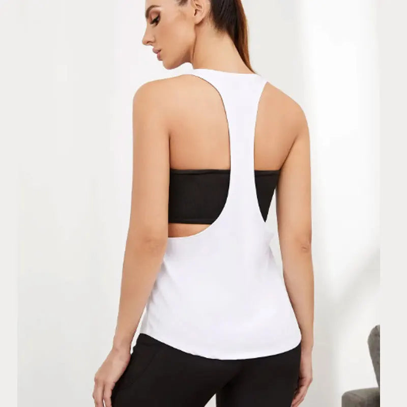 Women's Sports Smock Fitness Sports Vest T-shaped Quick Drying Slim Sleeveless Running Sports Vest