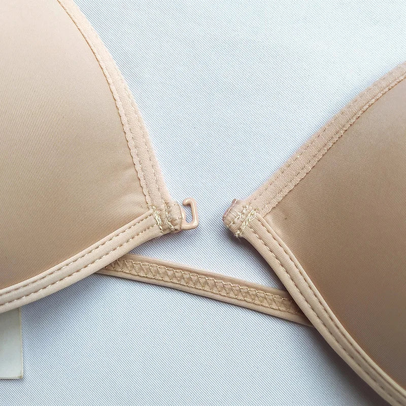 Sexy Thin Seamless Bras Women Triangle Cup Underwear Female Beauty Back Front Buckle Bra Cross Straps Tops Lingerie New