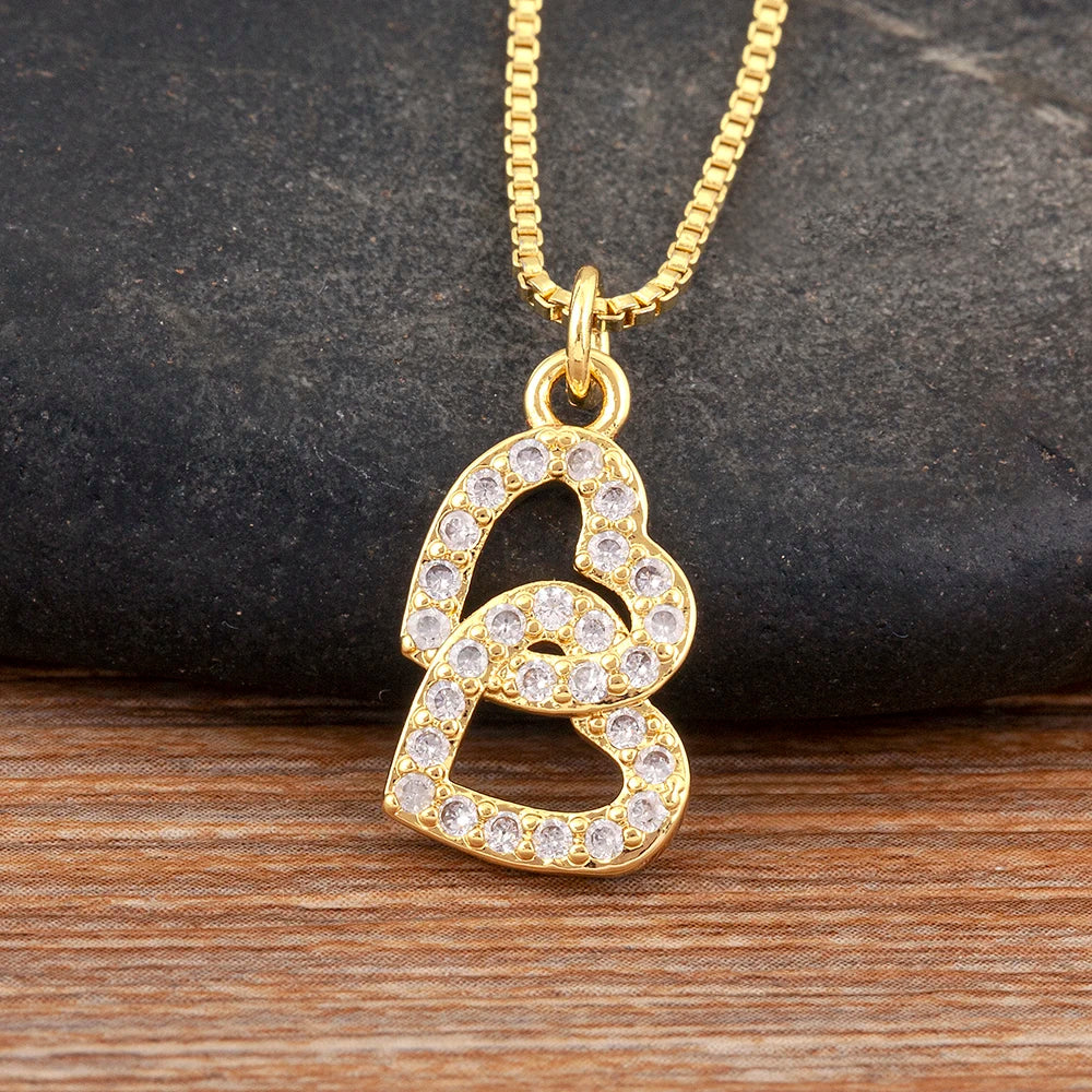 Heart Shape Hollow Design Charm Pendant Necklace For Women Men Sparkling Zircon Chain Jewelry Gifts