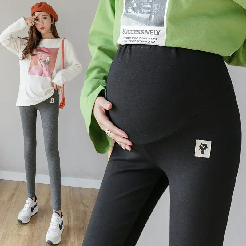 Pregnant Women Adjustable Bottoming Pants Maternity High Waist Tights Pants Women Comfortable Breathable Elastic Leggings