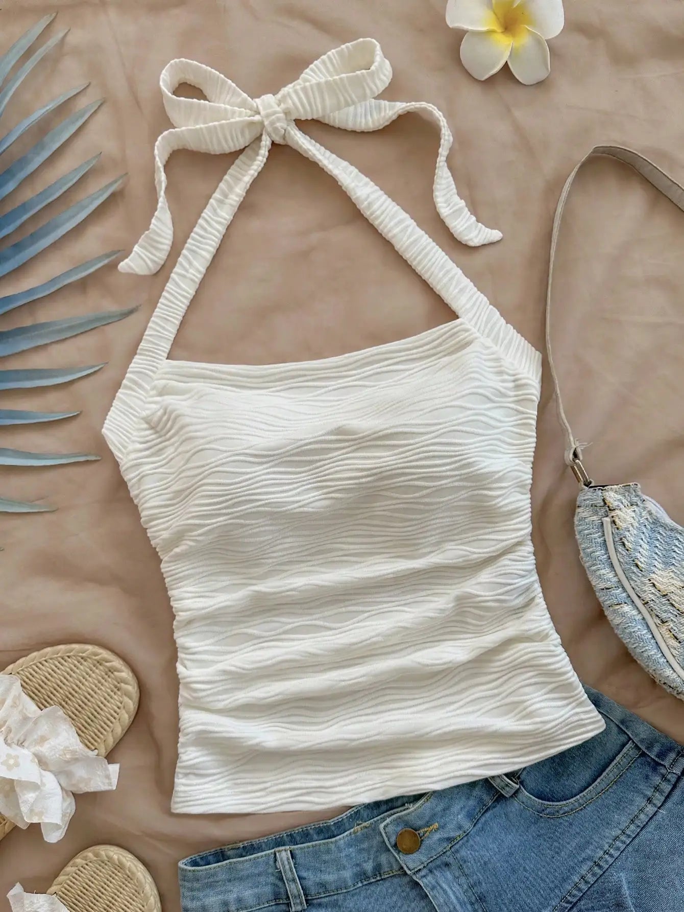 Summer New Women's Fashion Crop Halter Inside The Halter Wearing Sleeveless Short Slimming Vest Top