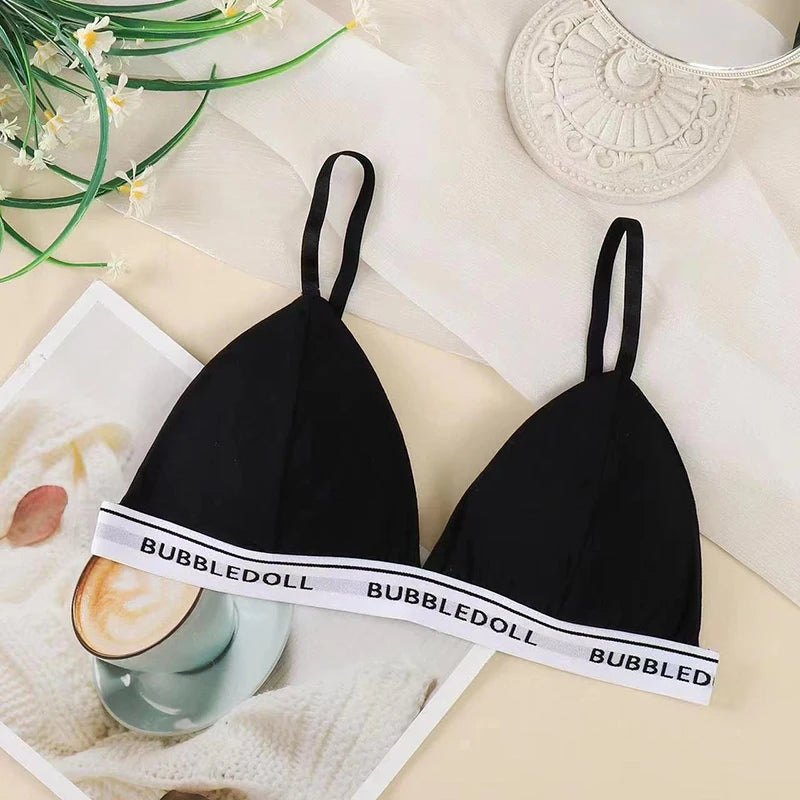 Sexy Women Bra Wire Free Brassiere Push Up Lingerie French Triangle Cup Bra Underwear Thread Top Female Intimates Bralette With