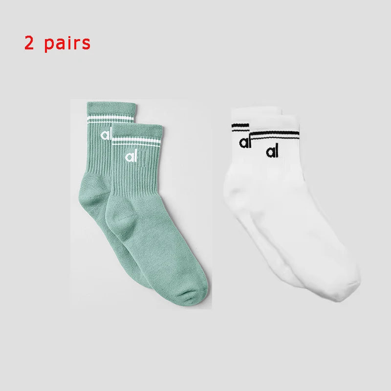 Yoga Women Socks Yoga Sports Casual Socks Cotton Sports Socks Seasonal Unisex Black and White Long Tube Accessories