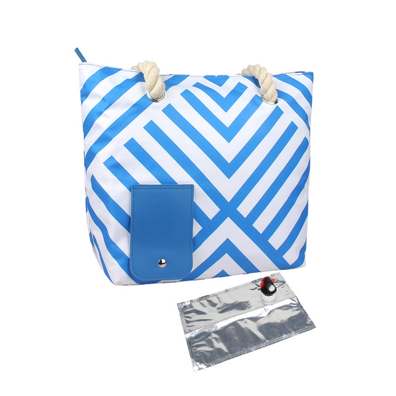 Beach Wine Cooler Bag Portable Thermal Tote Purse Travel Picnic Refrigerator Bag With Shoulder Strap