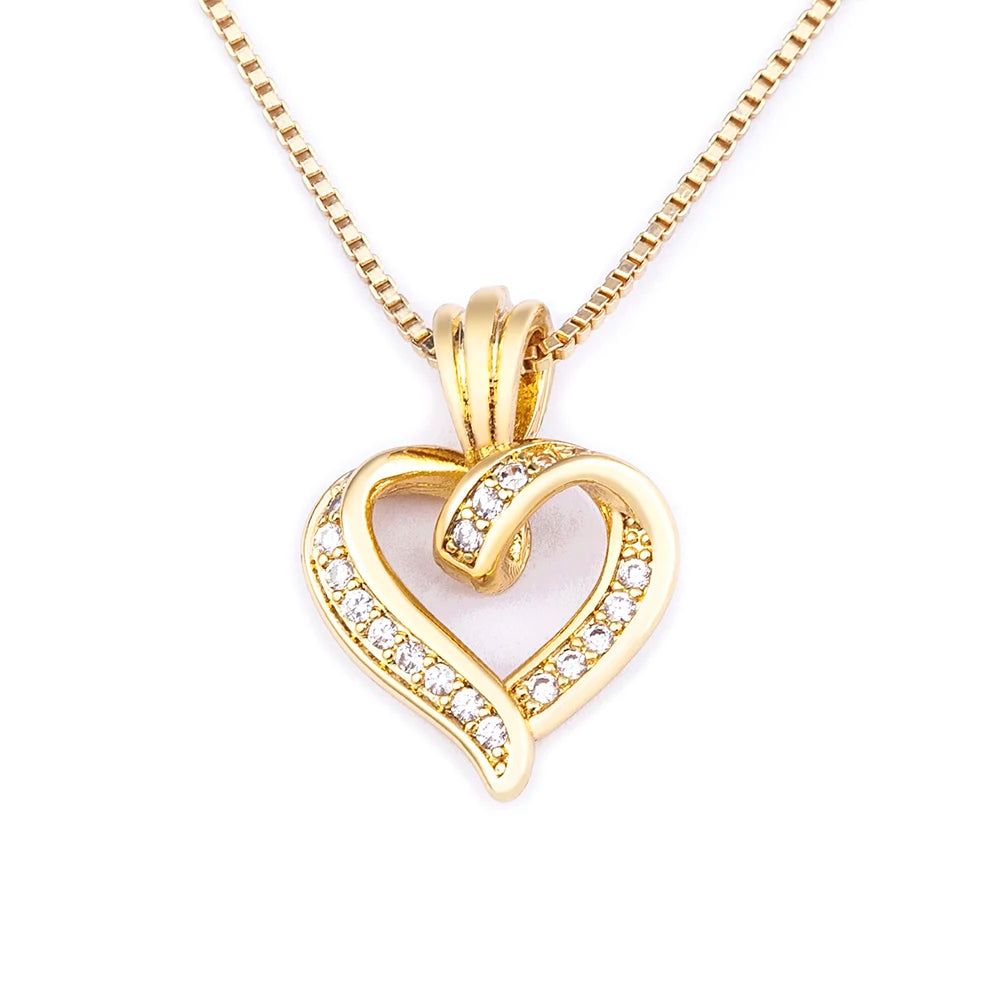 Spiral Design Heart Pendant Necklace For Women Lovers Clavicle Chain Chocker Female Cute Zircon Jewlery