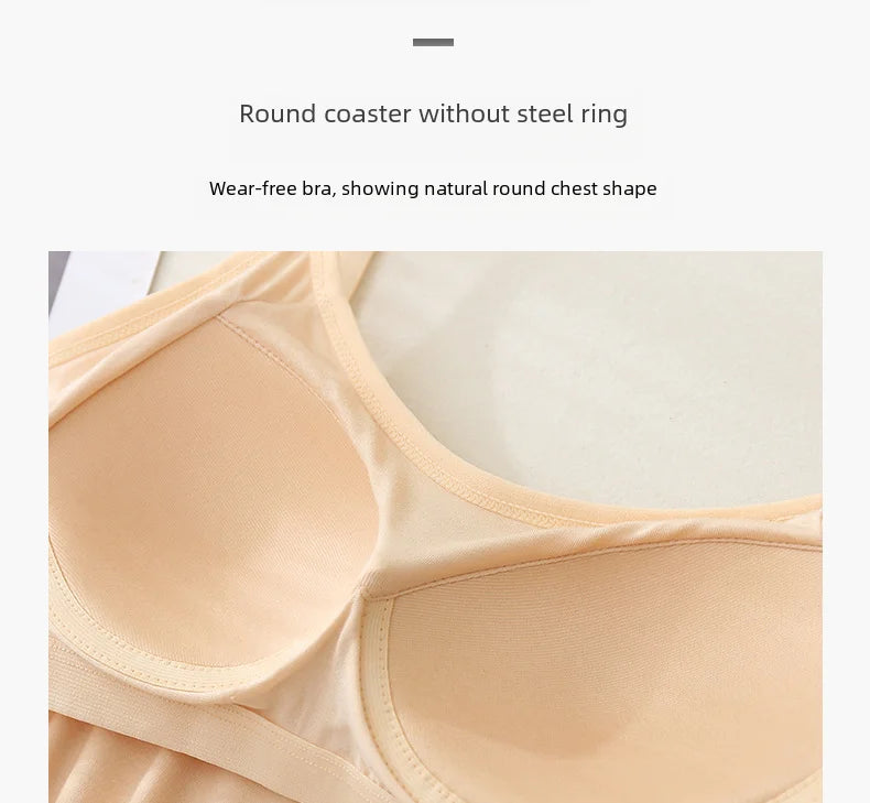 Women Vest Chest Pad Strap Thin Fit Bra One-piece Base Shirt Breathable Comfortable Back Beauty Cotton Pad