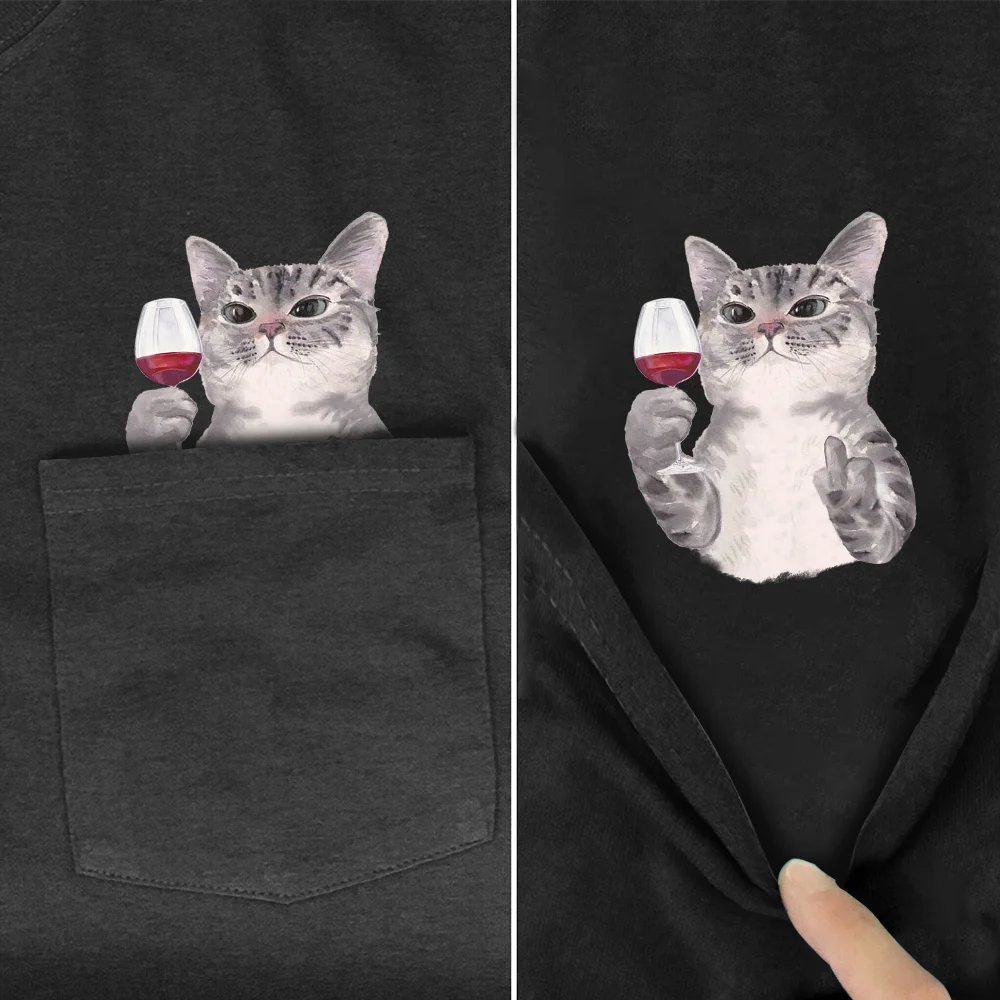 Cotton T-Shirt Summer Animals Cat Dog Printed Tshirt Men for Women Shirt Tops Funny Cotton Black Tees Casual Y2K Clothing