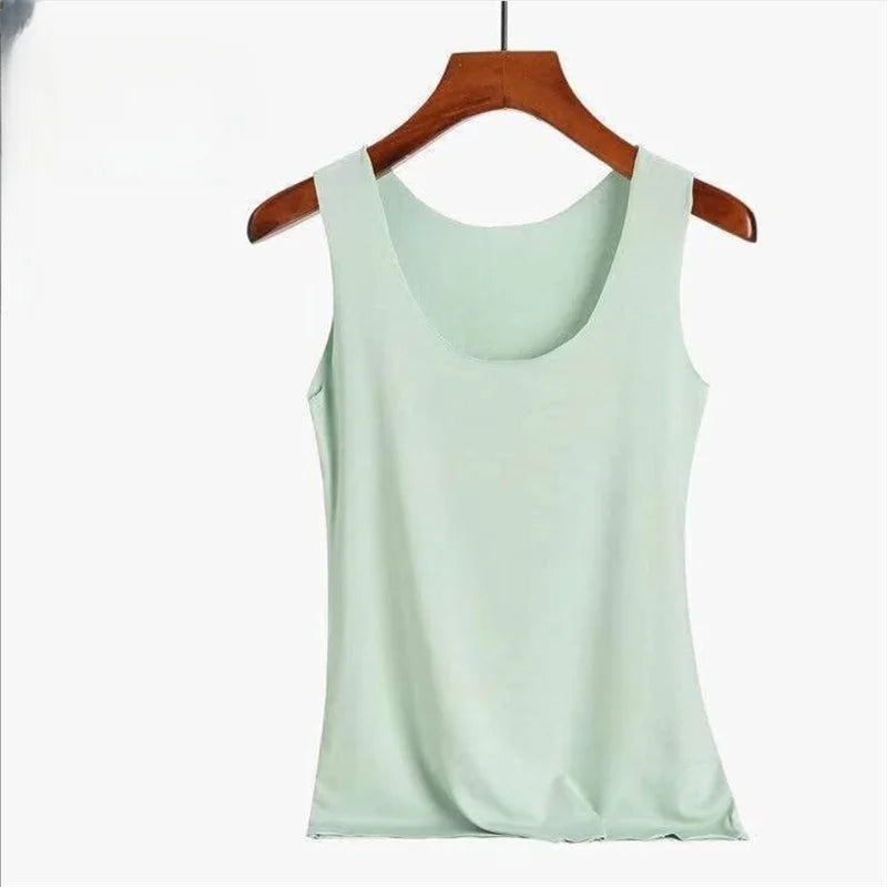 Women Summer Tight fit No trace Tanks Camis Vest Fashion Casual Sleeveless Ladies Street Tanks Tops Tees Hotsweet Bra