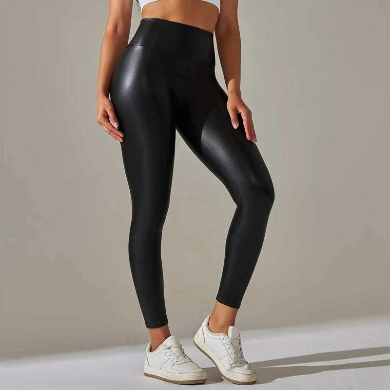 Oversized WOMEN'S Leggings, High Waisted Tight and Sexy PU Leather Pants, Colourful Yoga Pants for Women