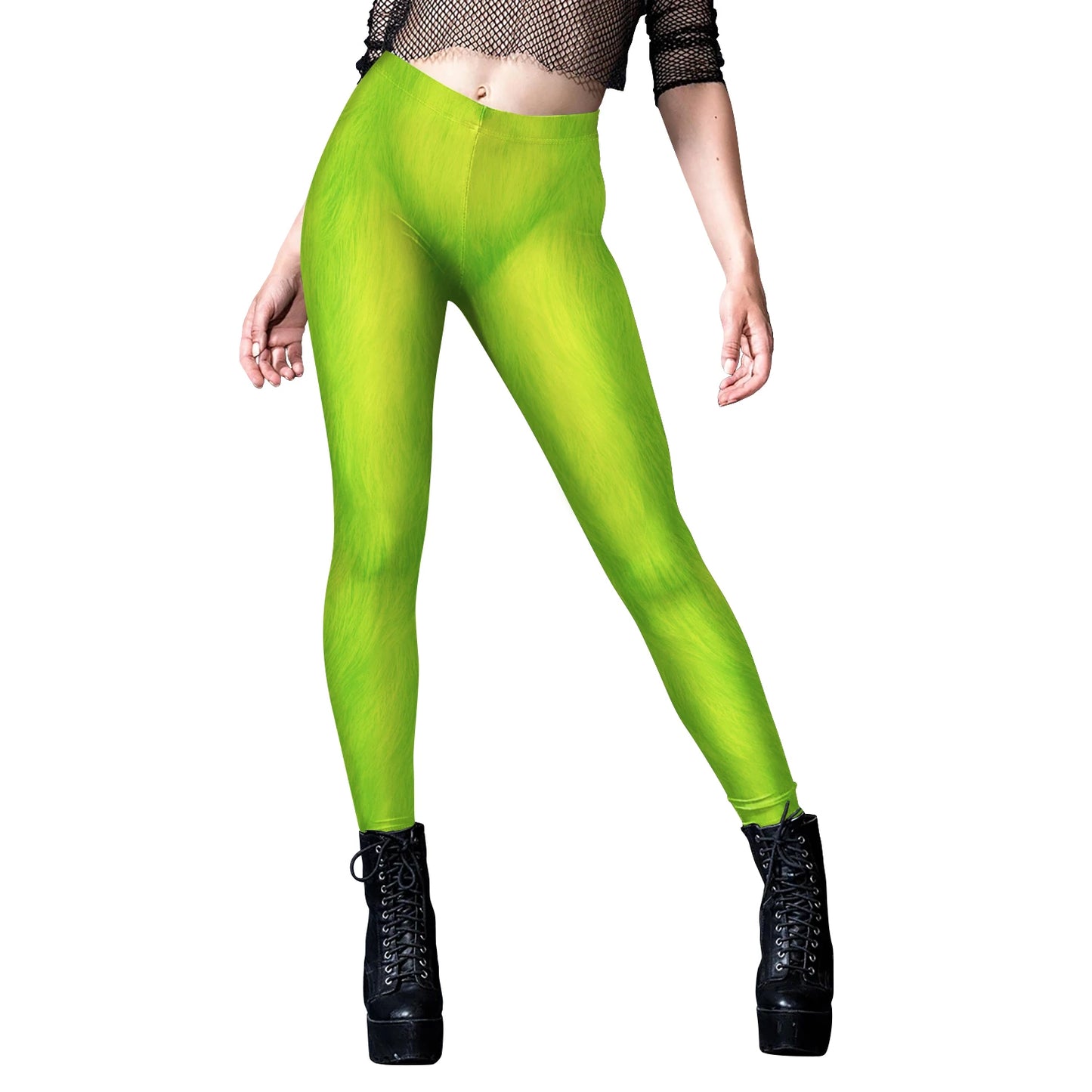 Green Holiday Party Leggings Women Mid Waist Elastic Tights Trousers Female Sexy Fashion Long Pants