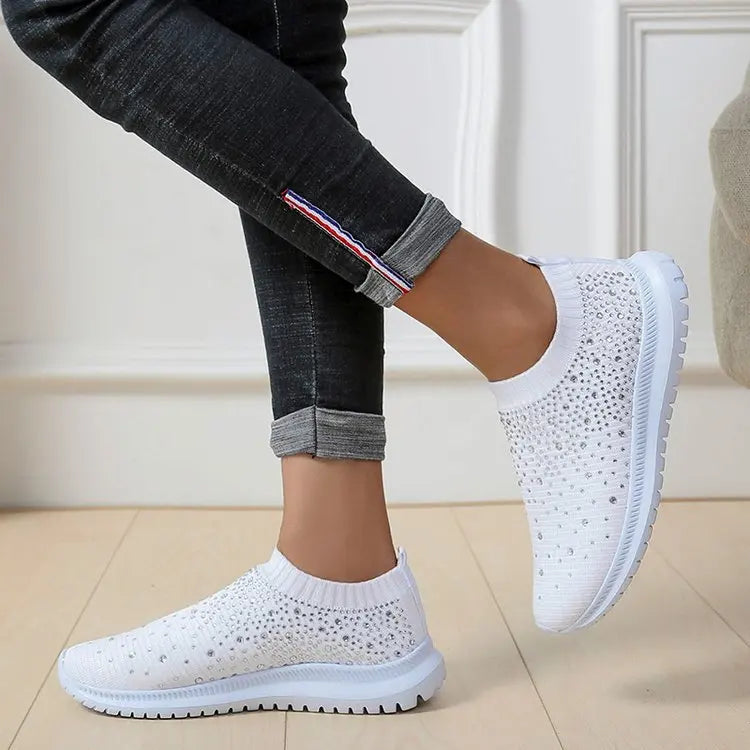 Spring Summer Designer Crystal Mesh Casual Cozy Loafers Running Breathable Vulcanized Shoes