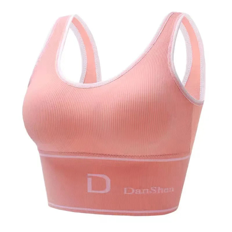 Women's Sexy Underwear Seamless Sports Bra Deep U-Shaped High Elasticity  Without Steel Ring Yoga Bra Top