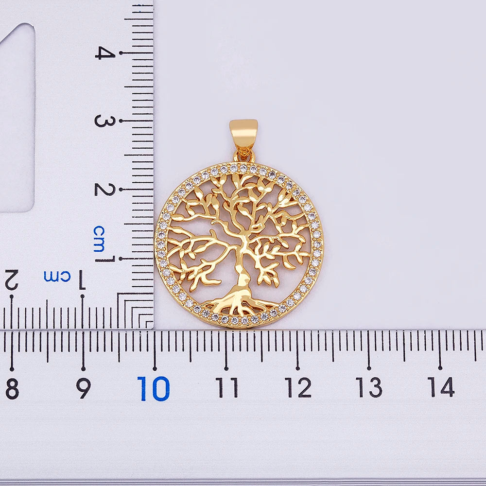 Tree of Life Gold Plated Crystal Necklaces & Pendants Women Zircon Chain Jewelry Collier Femme