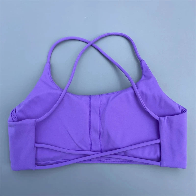 Solid Color Women Fitness Bra soft high strength Tight Sport Top Comprehensive Training Gym Yoga Underwear  Tight With Chest Pad