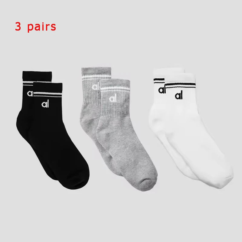 Yoga Women Socks Yoga Sports Casual Socks Cotton Sports Socks Seasonal Unisex Black and White Long Tube Accessories