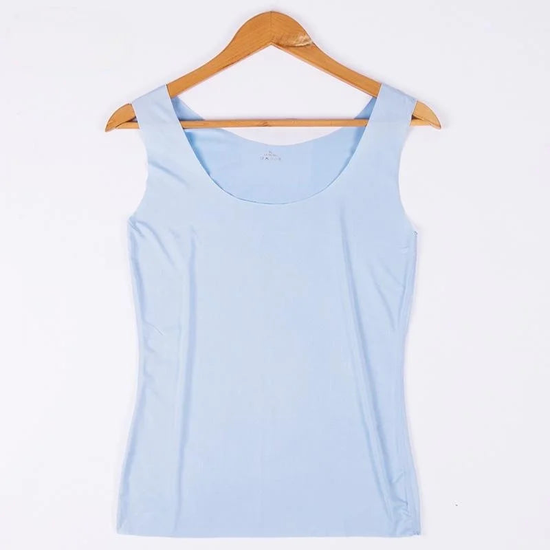 Women Summer Tight fit No trace Tanks Camis Vest Fashion Casual Sleeveless Ladies Street Tanks Tops Tees Hotsweet Bra