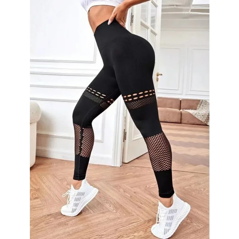 Seamless Butt Lift Leggings Sexy Hollow Out Leggings Women High Waist High Elastic Skinny Pants Outdoor Trainning Yoga Tights