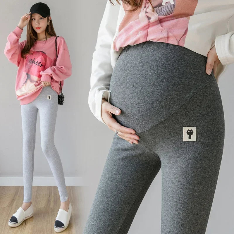 Pregnant Women Adjustable Bottoming Pants Maternity High Waist Tights Pants Women Comfortable Breathable Elastic Leggings