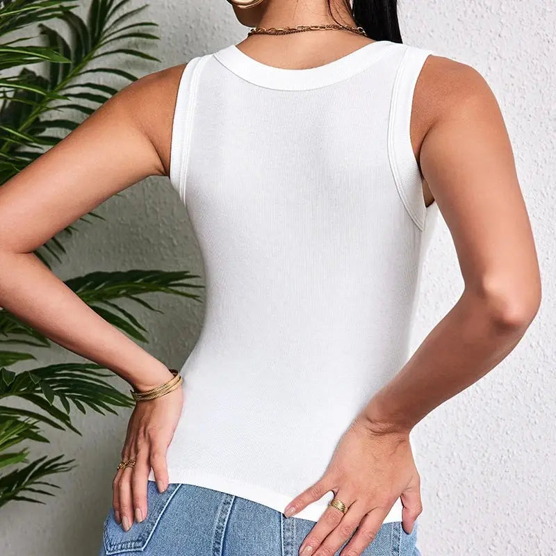 3-piece Ladies Solid Color Vest Young Woman Threaded Camisole