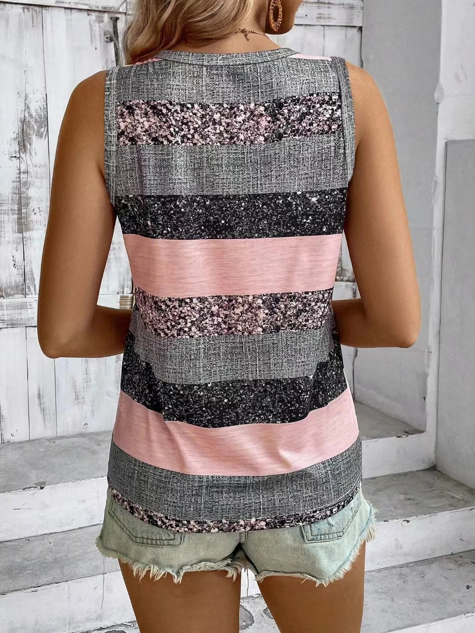 Summer New Women's Positioning Printed Door Tube Vest Casual Comfortable T-Shirt