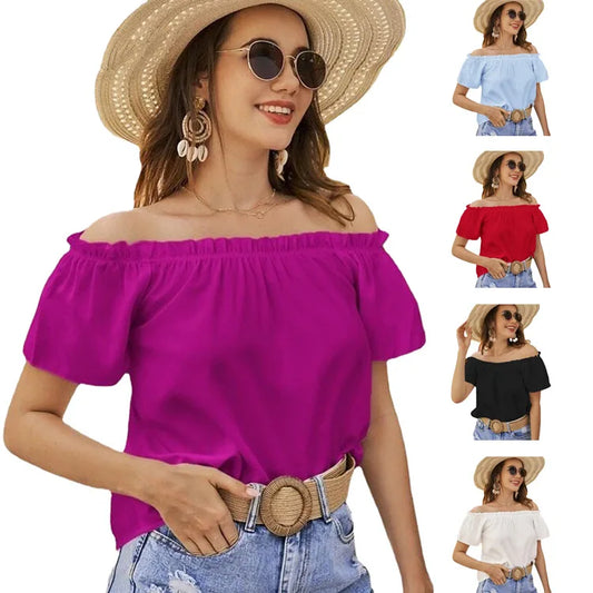 Spring/Summer New Off Shoulder Ruffle Edge Shirt for Women