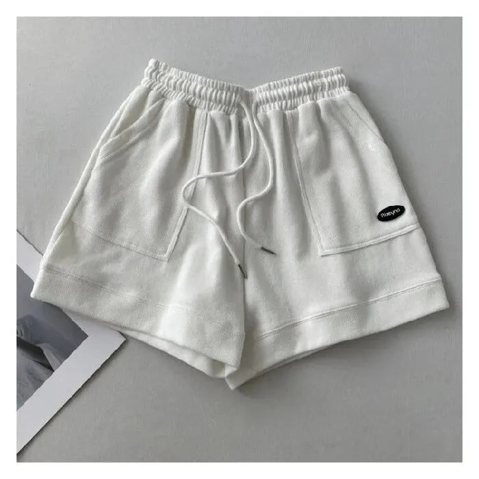 High-waisted Slim Casual Sports Shorts WOMEN'S New Korean Version of Loose Wide-legged Drawstring A- string Pants