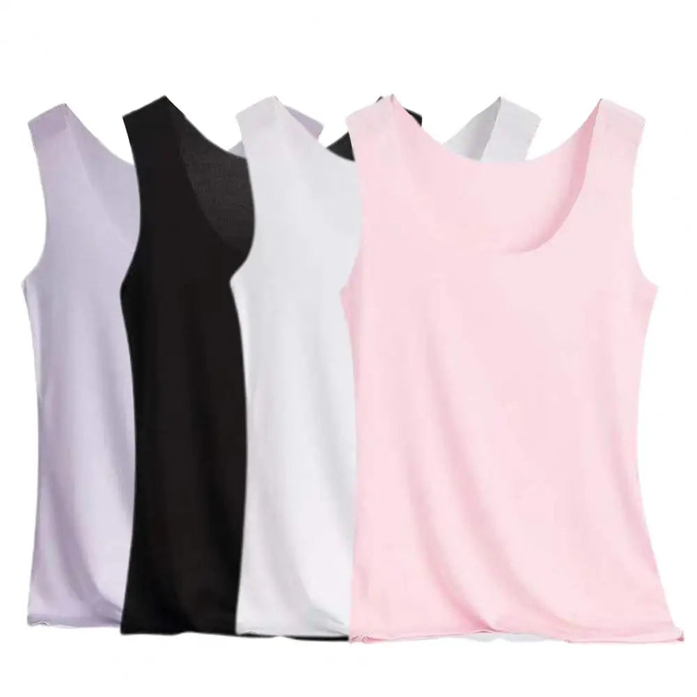 Women Vest T-shirt Summer Ice Silk Vest Women Undershirt Underwear All Match Casual Slim Tank Tops Stretchy Women Blouse Camis