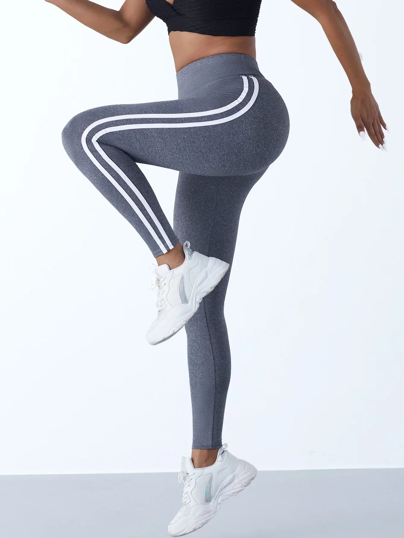 Yoga Leggings Women Striped Slim Sports Pants High Waist Hip Liftting Casul Tights Workout Running Stretchy  Gym Leggings