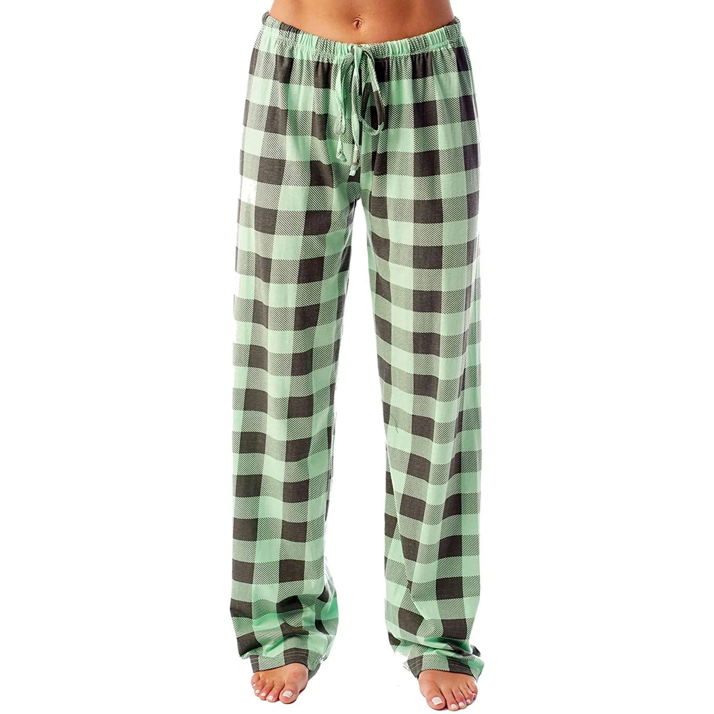 Women Christmas Pajama pants Autumn Winter Plaid Printed Pants Fashion Casual Wide Leg Pants Clothing Streetwear