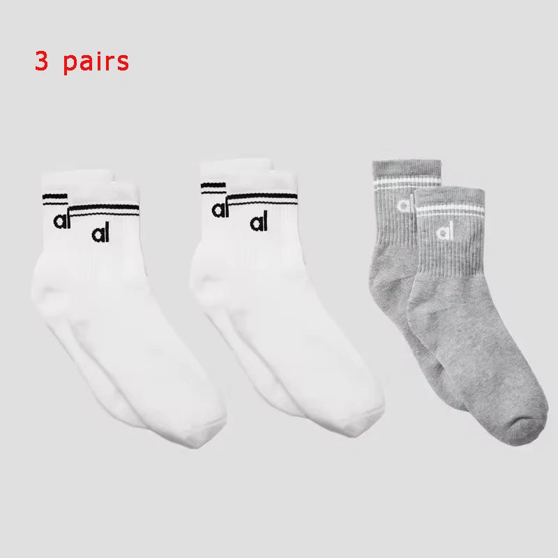 Yoga Women Socks Yoga Sports Casual Socks Cotton Sports Socks Seasonal Unisex Black and White Long Tube Accessories